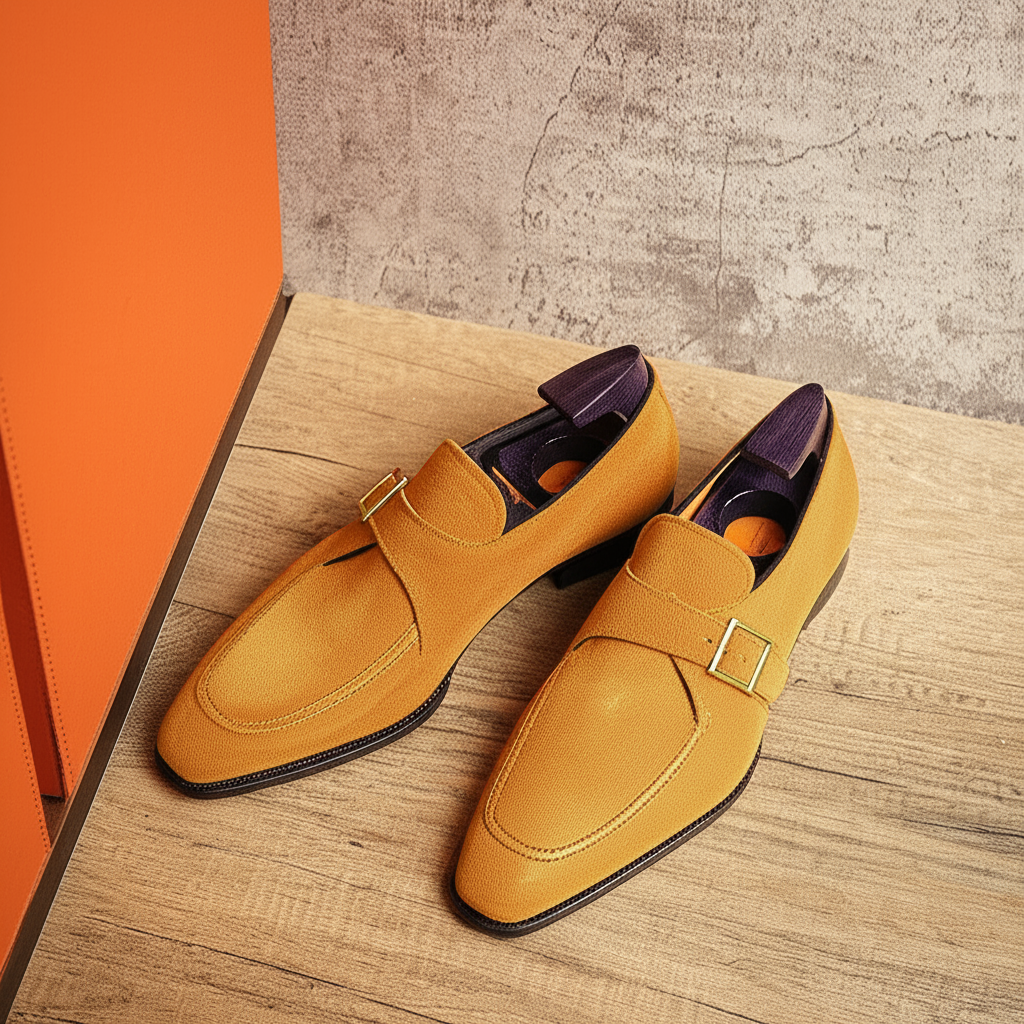 Tan Suede Leather Algarve Single Monk Straps - AW24