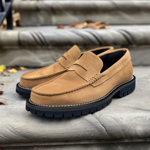 Tan Suede Leather Geremia With Thick Sole Loafers