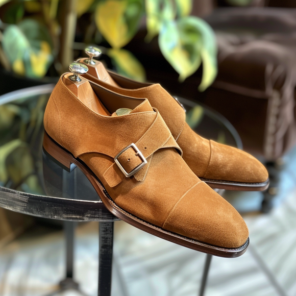 Tan Suede Alfeo Monk Straps