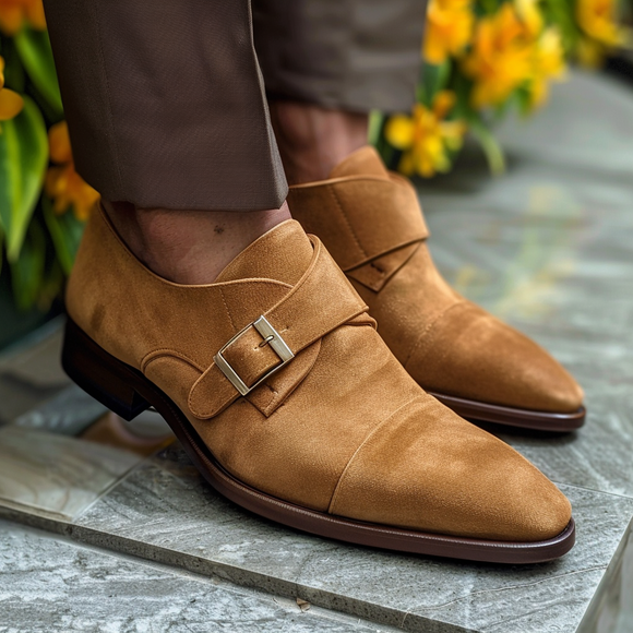 Tan Suede Alighieri Monk Straps