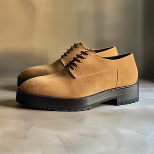 Tan Suede Leather Isaia With Thick Sole Oxford