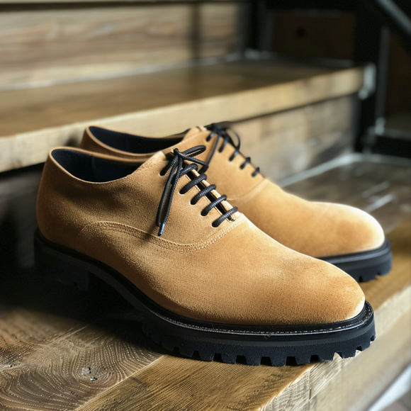 Tan Suede Leather Isidoro With Thick Sole Oxford