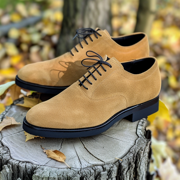 Tan Suede Leather Italo With Thick Sole Oxford