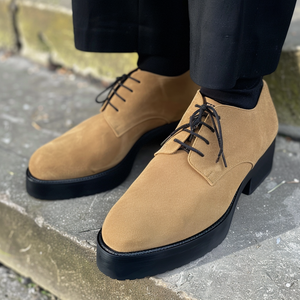 Tan Suede Leather Ivo With Thick Sole Oxford