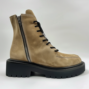 Tan Suede Maresciallo With Thick Sole Zipper Boots