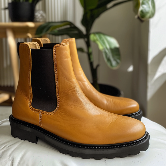 Tan Leather Aristide With Thick Sole Chelsea Boot