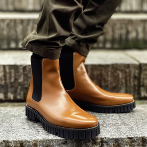 Tan Leather Apollonio With Thick Sole Chelsea Boot