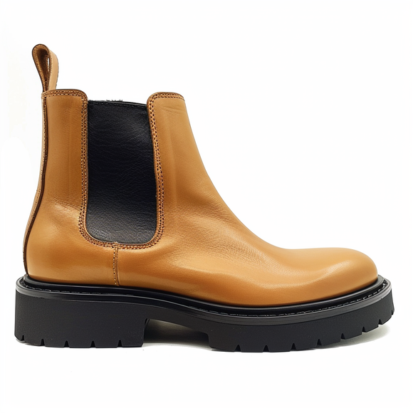 Tan Leather Ariberto With Thick Sole Chelsea Boot