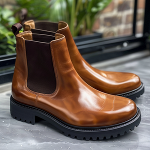 Brown Leather Apollo With Thick Sole Chelsea Boot