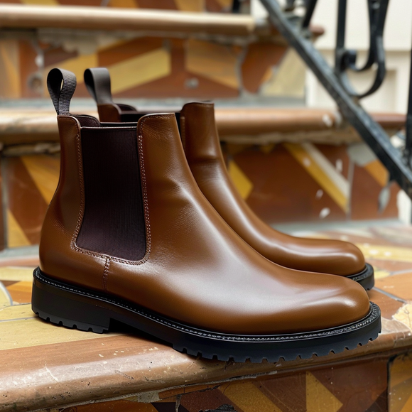 Brown Leather Appio With Thick Sole Chelsea Boot