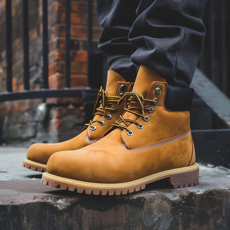 Luxury Edition - Artisian Made Tan Italian Leather Aria Ankle Rugged Lace Up Combat Hiking Boots with Chunky Track Sole