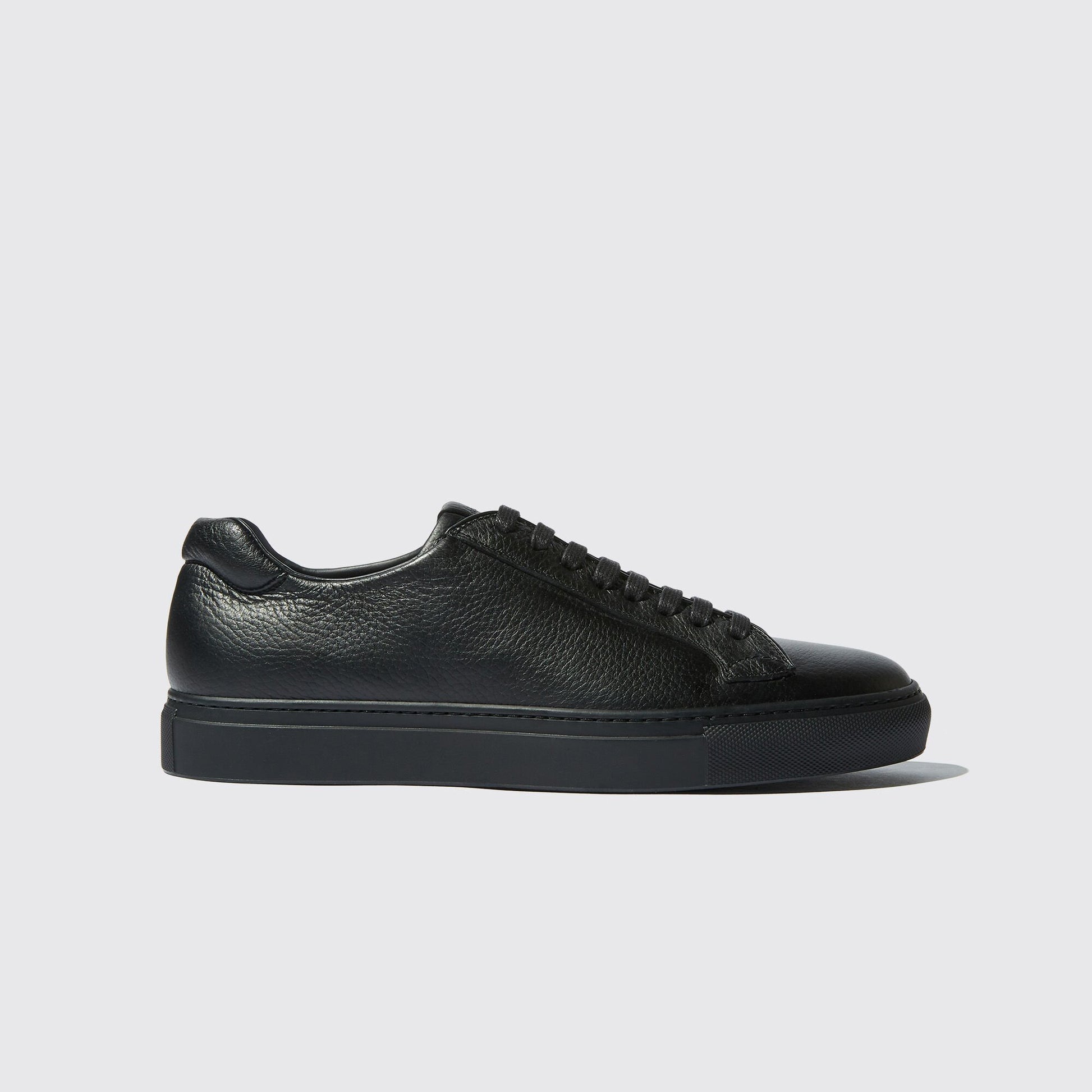 Black Leather Kendall Lace Up Sneakers 