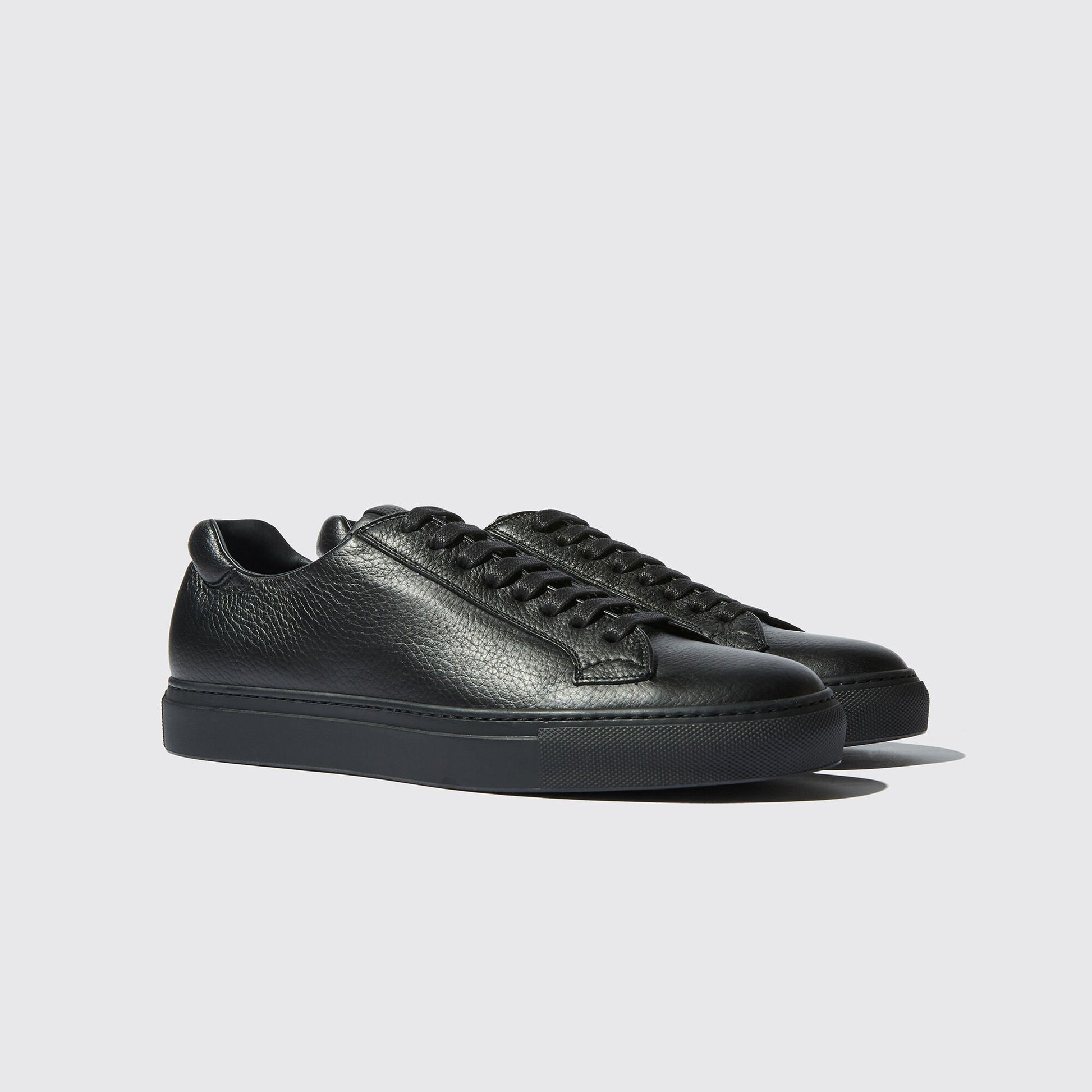 Black Leather Kendall Lace Up Sneakers 