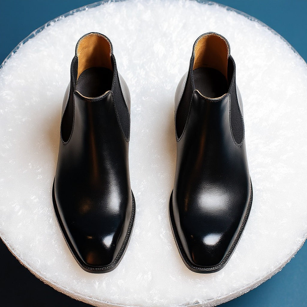 Black Leather Lucca Slip On Chelsea Boots - AW24