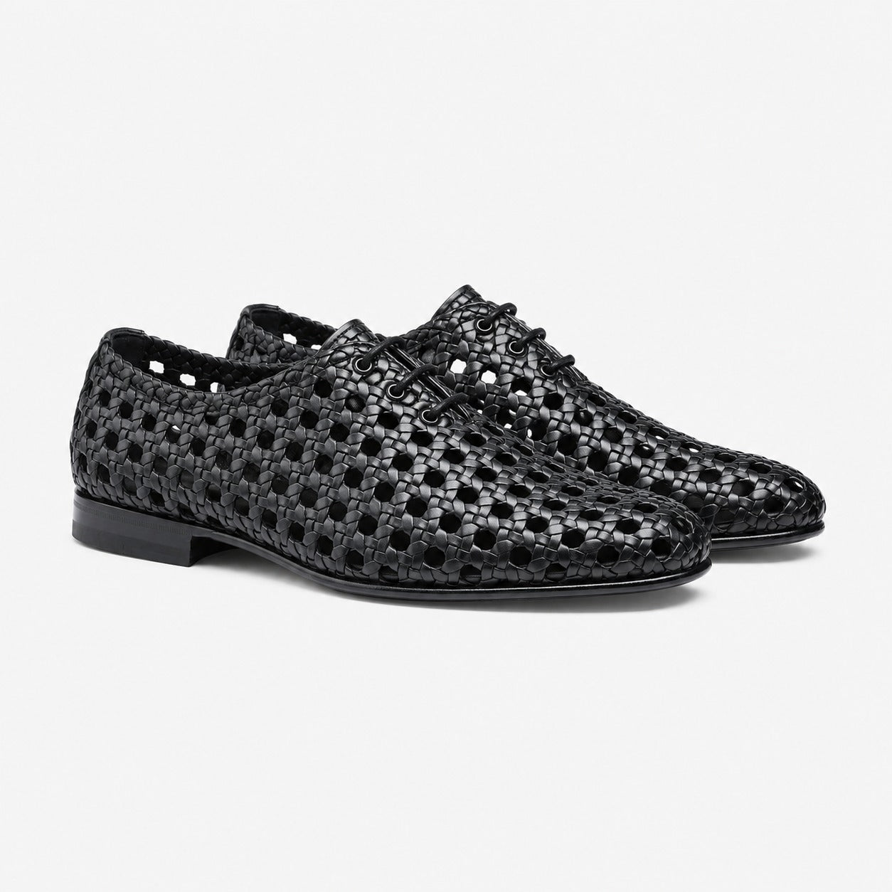 Black Incanto Braided Net Leather Shoe