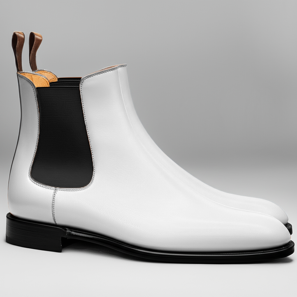 White Leather Celso Chelsea Boot