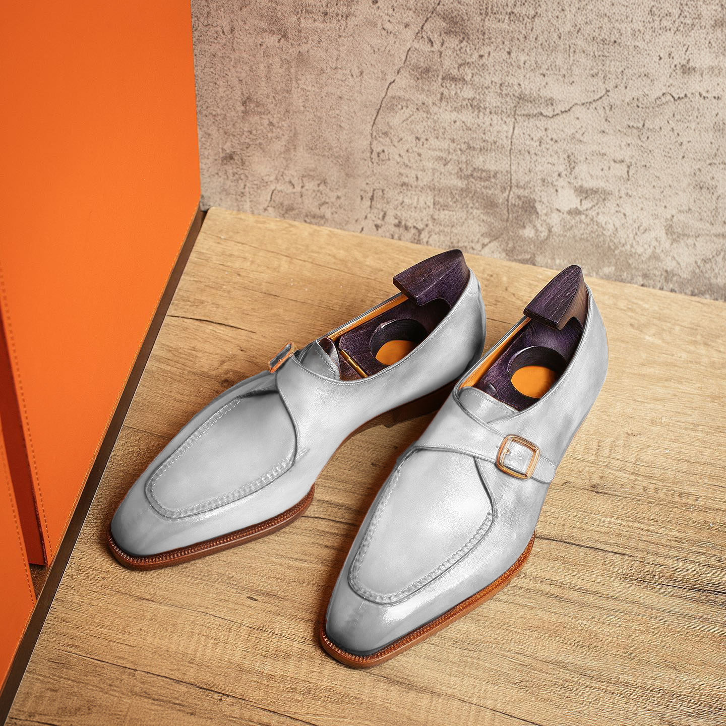 White Leather Algarve Single Monk Straps - AW24