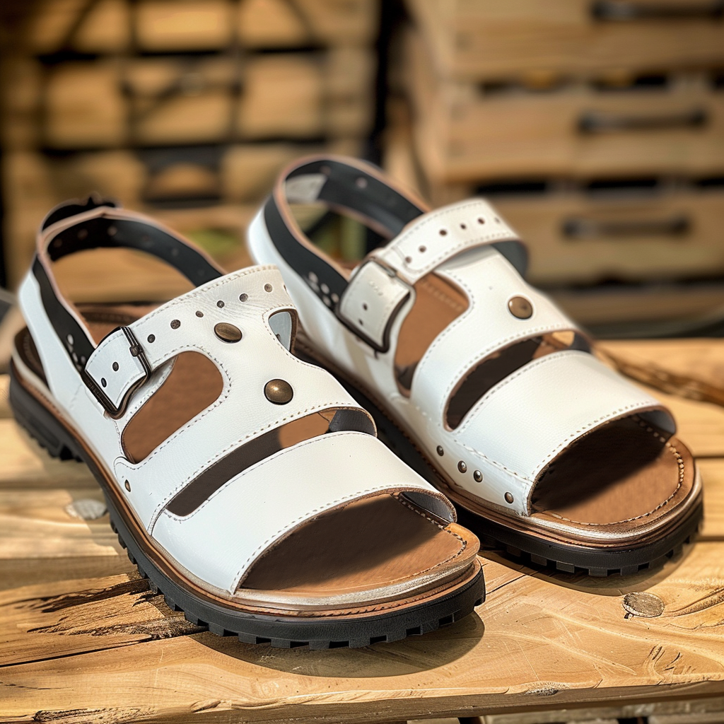 White Leather Xenia Slip On Buckle Sandal - Summer 2024 Collection
