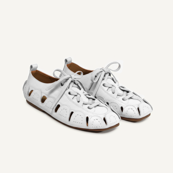 White Leather Amigo Lace-Up Sneakers
