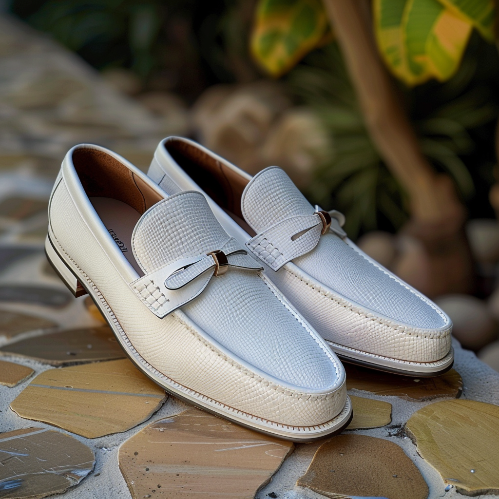 White Grain Leather Nazzareno Loafers
