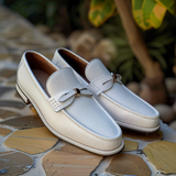 White Grain Leather Nazzareno Loafers