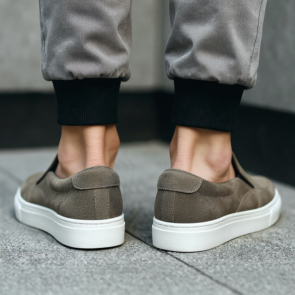 Dark Grey Suede Wheat Whisper Slip On Sneakers  - Summer  Casual Shoes Collection 2025 Collection - ITALIAN AW26
