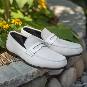 White Suede Leather Ammirato Loafers