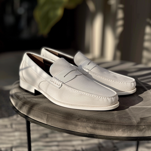 White Suede Leather Andrea Loafers