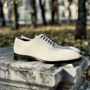 White Suede Leather Arrigo Oxfords