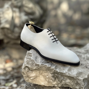 White Suede Leather Atanasio Oxfords