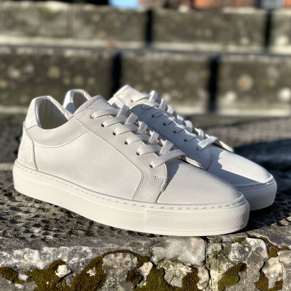 White Suede Leather Athos Sneakers