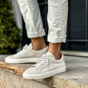 White Suede Leather Aurelio Sneakers