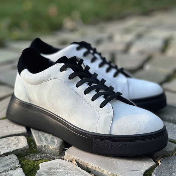 White Suede Leather Ausonio Sneakers