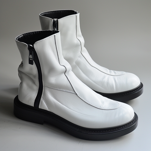 White Alfredo  Zipper Boots