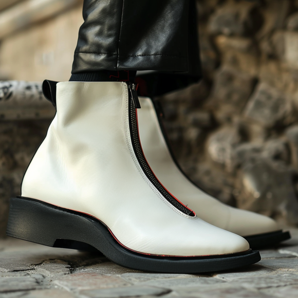 White Alvaro Zipper Boots