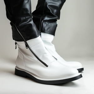 White Amabile Zipper Boots