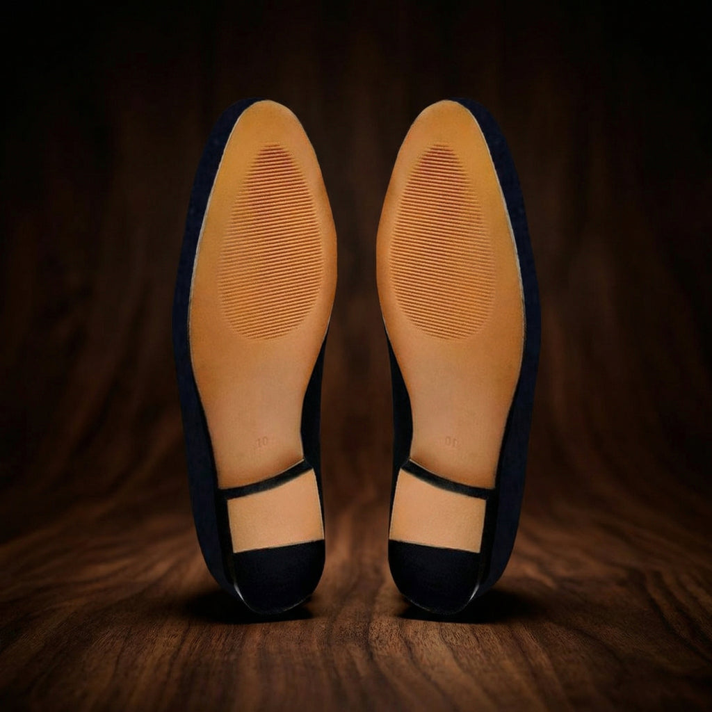 Blue Velvet Bear v/s Bull Embroidered Loafers
