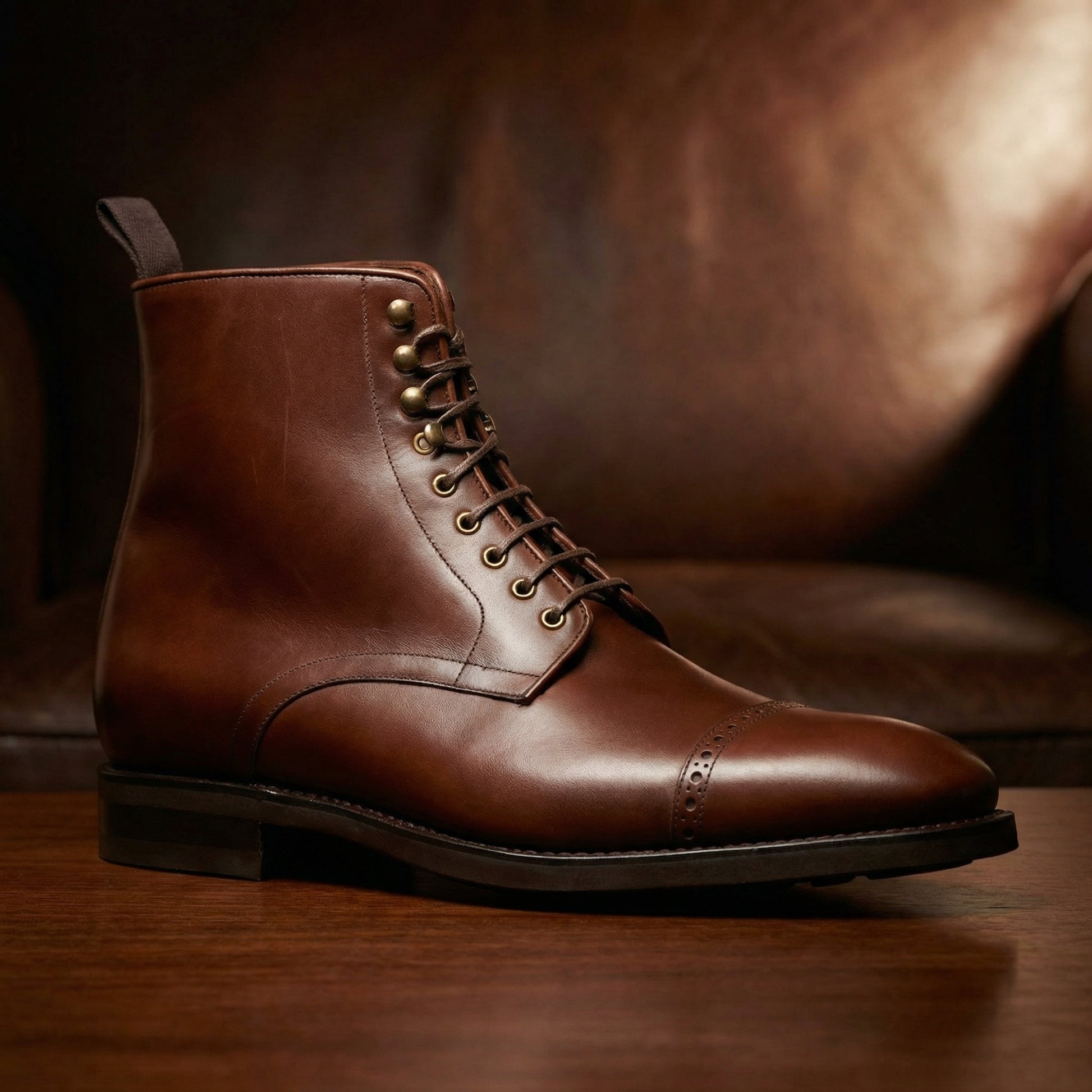 Brown Leather Caldecote Lace Up Boots