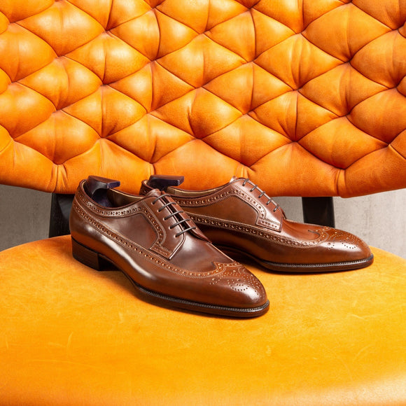 Brown Leather Theron Wingtip Brogue Oxford Shoes