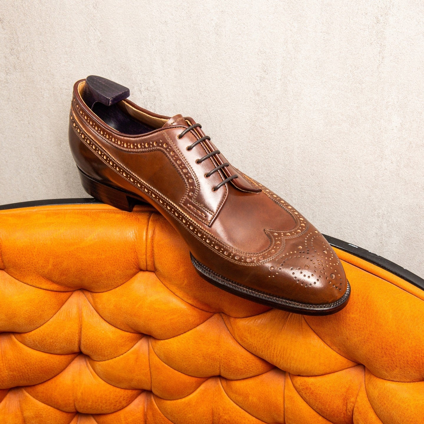 Brown Leather Theron Wingtip Brogue Oxford Shoes