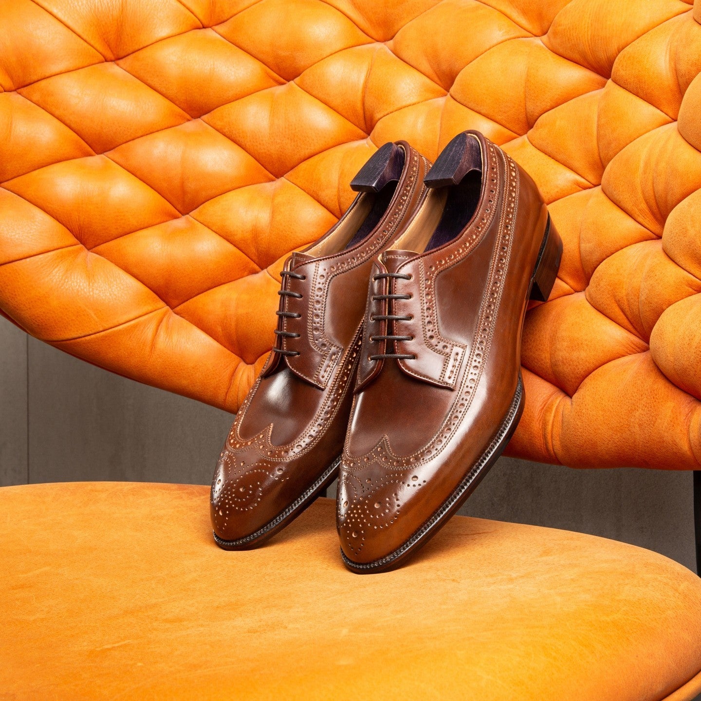 Brown Leather Theron Wingtip Brogue Oxford Shoes