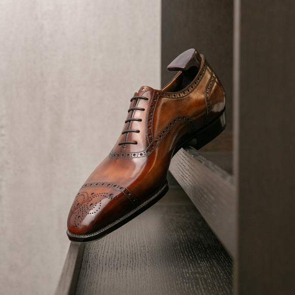 Brown Leather Brogue Oxford Shoes