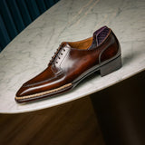Black and Navy Blue Leather Woodford Balmoral Toe Cap Oxfords