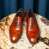 Tan Leather Sunbaked Sahara Brogue Oxford Shoes