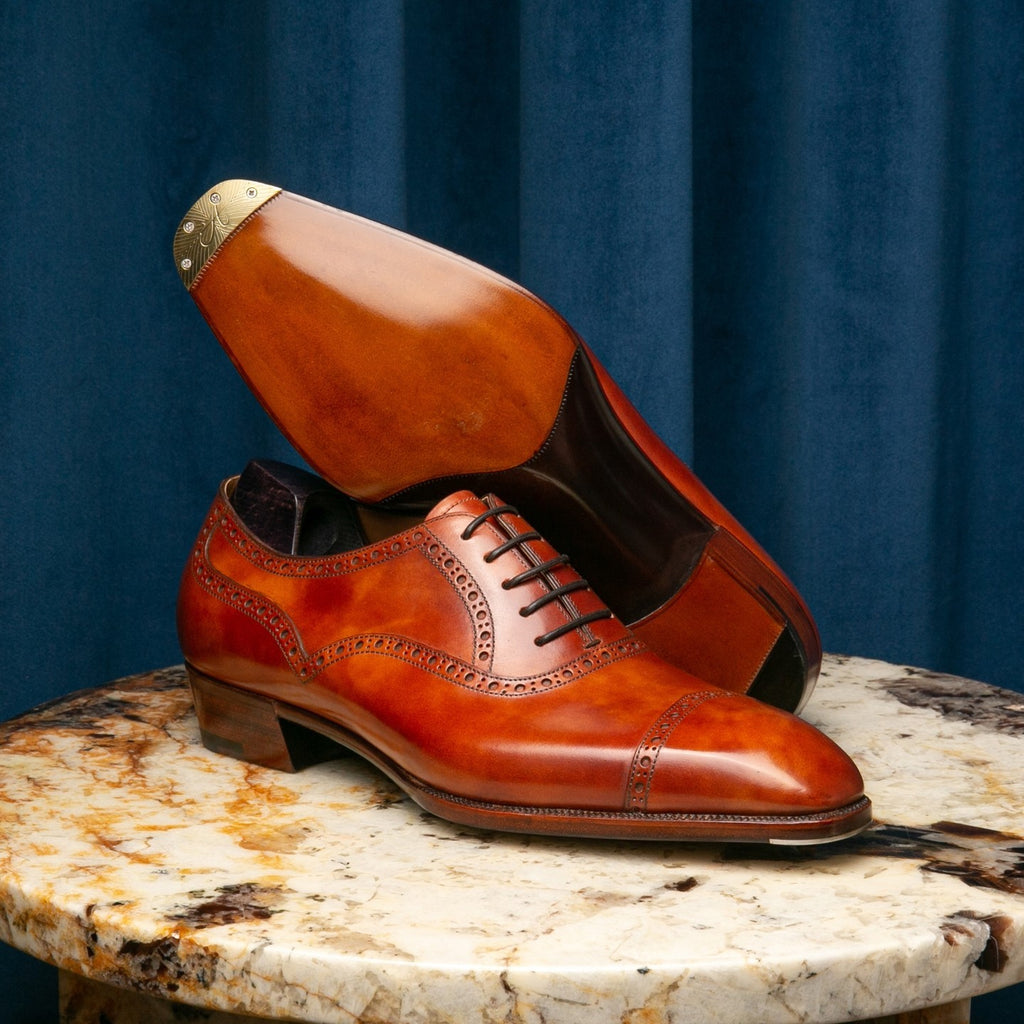 Tan Leather Sunbaked Sahara Brogue Oxford Shoes
