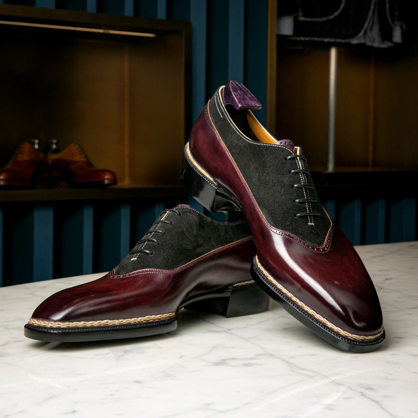 Cherry Leather Garnet Grace Brogue Oxford Shoes