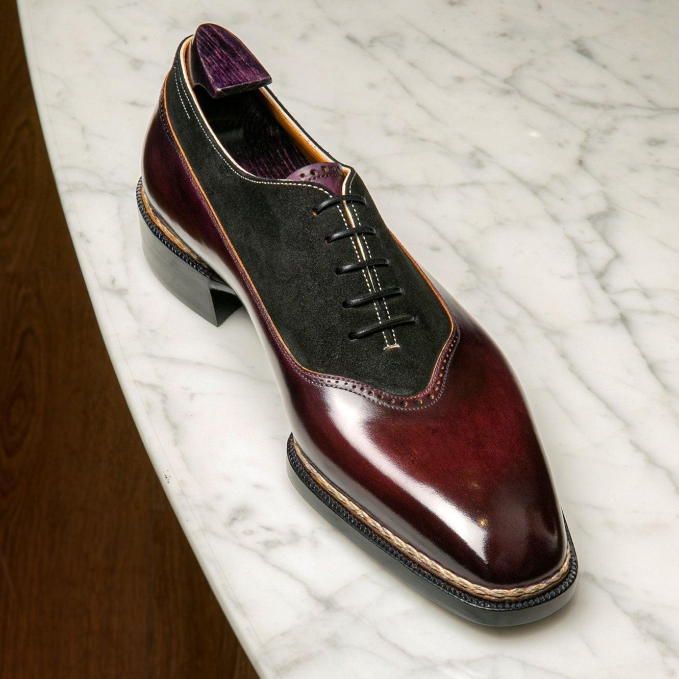 Cherry Leather Garnet Grace Brogue Oxford Shoes – Costoso