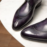 Purple Leather With Royal Finish Derby Shoes - With Track Soles