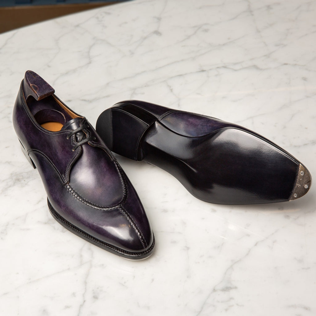 Purple Leather With Royal Finish Derby Shoes - With Track Soles