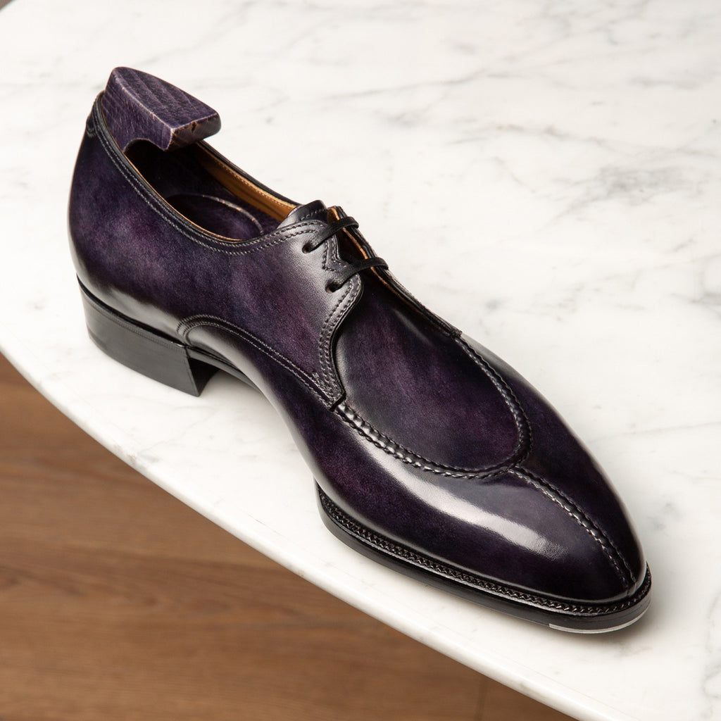 Purple Leather With Royal Finish Derby Shoes - With Track Soles